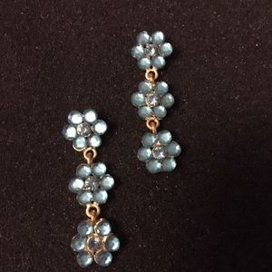 Ocean blue triple flower earrings